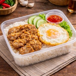 ข้าวหมูชิ้นทอดกระเทียม