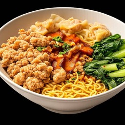 บะหมี่จับกัง จัมโบ้ เนื้อแดง เกี๊ยวเนื้อเด้ง  ไก่กร๊อบบ
