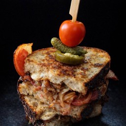 Bacon&Carmelized Onion Sourdough Sandwich & french fries