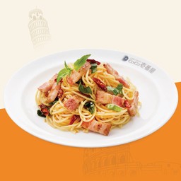 สปาเก็ตตี้ผัดเบคอนผัดพริกแห้ง