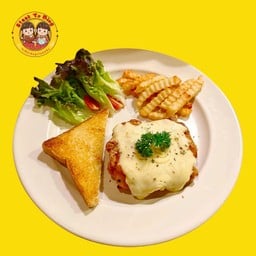 สเต็กไก่กรอบชีสพิซซ่า