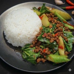 (ใหม่!!) ข้าวคะน้าเนื้อสับ