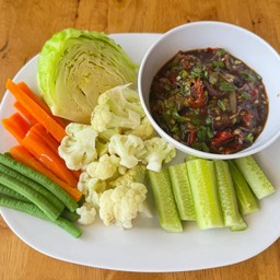 น้ำพริกปลาทับทิม+ผัก