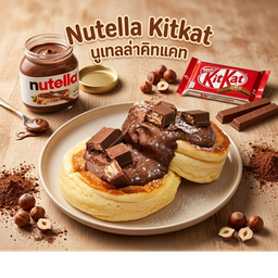 Nutella Kitkat Souffle Pancake -ซูเฟล่แพนเค้กนูเทลล่าคิทแคท