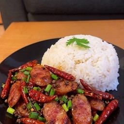กุนเชียงผัดหม่าล่าพริกแห้ง