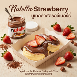 Nutella Strawberry Souffle Pancake - ซูเฟล่แพนเค้กนูเทลล่าสตรอว์เบอร์รี