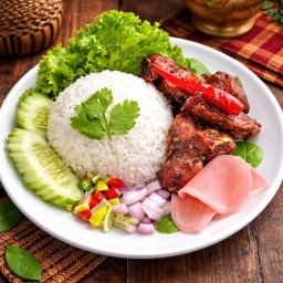 กล่องข้าวแหนมสันคอหมูทอดกระเทียม