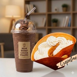 [ โปรโมชั่น ] : เครปนมสด ฝอยทอง วิปครีม + โกโก้ปั่น