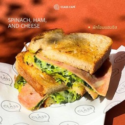 Gilled Toast ผักโขมแฮมชีส