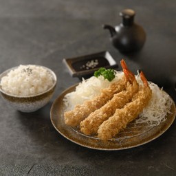 เอบิคัตสึ ข้าวกุ้งทอดญี่ปุ่น Ebi katsu with rice and salad
