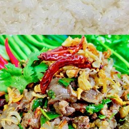 ชุด  ข้าวเหนียว + ลาบเป็ด แซ่บๆ ข้าวคั่วหอมๆ