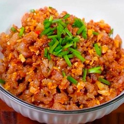 ข้าว+หมูสับทอดคั่วน้ำปลา