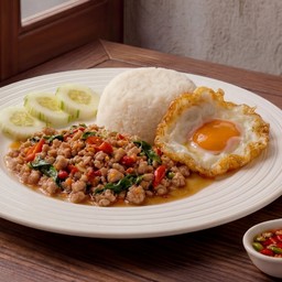 ข้าวกะเพราหมู+ไข่