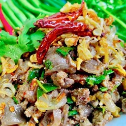 ลาบเป็ด แซ่บๆ ข้าวคั่วหอมๆ