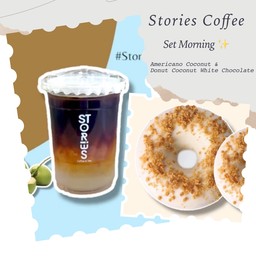 [เซตสุดฮิต] Americano Coconut (อเมริกาโน่) (น้ำมะพร้าว) + New! Donut Coconut White Chocolate (โดนัทเคลือบมะพร้าวไวท์ช็อกโกแลต)