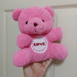 ตุ๊กตาหมีLove สีชมพู สูงประมาณ22cm. (สต้อก1)