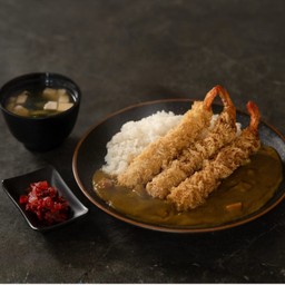 ชุด E ข้าวกุ้งทอดแกงกะหรี่ + ซุปมิโสะ ( ปกติ 279.-)