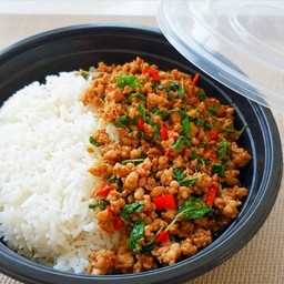 ข้าวกระเพราหมูสับหม่าล่า