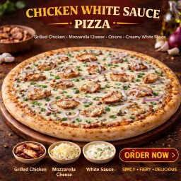 พิซซ่า ไก่ ซอสขาว (12 นิ้ว) / Chicken White Sauce Pizza (12inch)