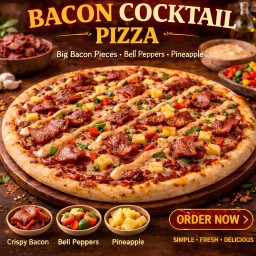 พิซซ่า เบคอน ค็อกเทล (12 นิ้ว) / Bacon Cocktail Pizza (12inch)