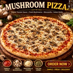 [อร่อยซ่ากับโค้ก] พิซซ่า เห็ด (12 นิ้ว) / Mushroom Pizza (12inch) +  โค้ก ออริจินัล (กระป๋อง)