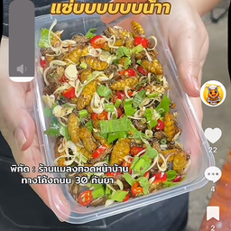 แมลงทอด ยำแมลงทอด เซเว่นโรงทอกระสอบ
