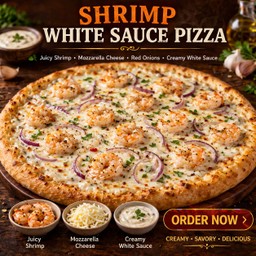 พิซซ่า กุ้ง ซอสขาว (12 นิ้ว) / Shrimp White Sauce Pizza (12inch)