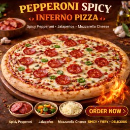 พิซซ่า เปปเปอโรนี ซอสเผ็ด (12 นิ้ว) / Pepperoni Spicy Inferno (12inch)