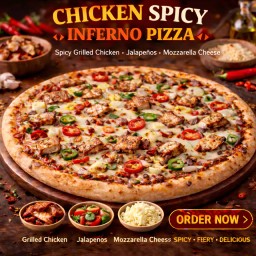 พิซซ่า ไก่ ซอสเผ็ด (12 นิ้ว) / Chicken Spicy inferno (12inch)