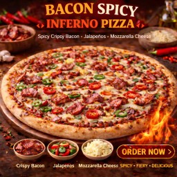 พิซซ่า เบคอน ซอสเผ็ด (12 นิ้ว) / Bacon Spicy Inferno (12inch)