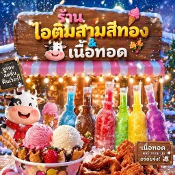 ไอติมสามสีทอง&เนื้อทอด - บางหญ้าแพรก