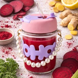 Super  Juice=ผิวสวย ดีท็อกซ์หุ่นปัง บีทรูท+เลม่อน+ขิง+เซเลอรี่+ผักเคล (แก้วไข่มุก )
