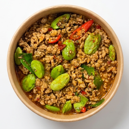 ผัดพริกแกงสะตอ กับข้าว