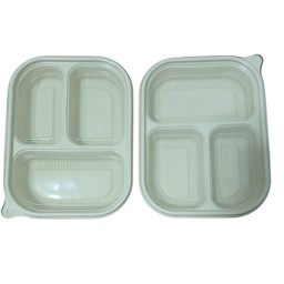 กล่องอาหารรักษ์โลก 3ช่อง ทำจากซังข้าวโพด จำนวน2ชุด (สต้อก1)