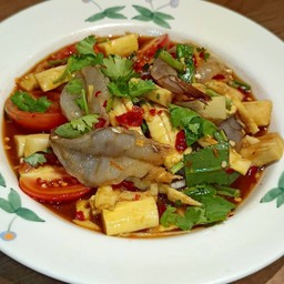 ตำหน่อไม้อ่อนกุ้งสด