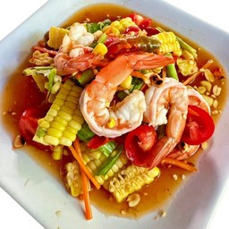 ตำไทยข้าวโพด กุ้งสุก