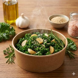 Superfood Baseแหล่งรวมวิตามิน A, C และ K  = ผักเคลออร์แกนิคผัดกระเทียม