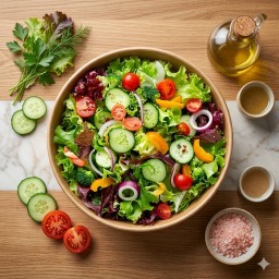 Rainbow Garden Salad (สลัดสวนผักหลากสี)โรยหอมแดง&ธัญพืช