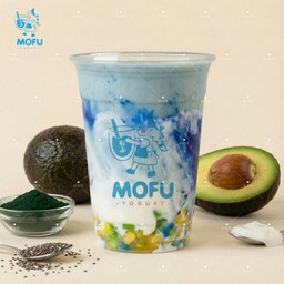 Bubble blue yogurt.- Spirulina Avocado chia