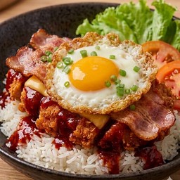 ข้าวไก่ทอดซอสเกาหลีเผ็ดคูณ2รวมท็อปปิ้ง