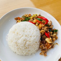 ข้าวราดหมูสับผัดไข่เค็ม