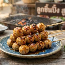 ลูกชิ้นปิ้งมีผักน้ำจิ้มแซ่บเมนูกินก่อนนอน