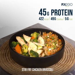 ข้าวหน้าไก่ผัดบร็อคโคลี (High Protein)