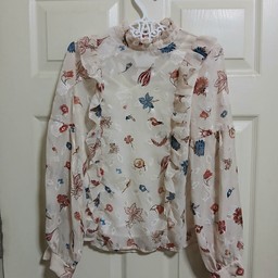 เสื้อชีฟองแขนยาว ลายดอกไม้ S-M งานสวยหายาก