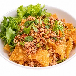 เกี๊ยวทอดต้มยำแห้งหมูสับ(อร่อยมาก)