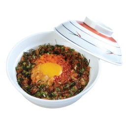 Negi salmon ebiko egg don ข้าวหน้าปลาแซลมอนสับ