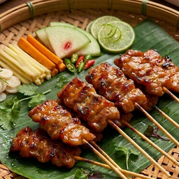 หมูปิ้งโบราณ 20 ไม้ แถม 2 ไม้