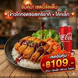 ข้าวไก่ทอดเทรายากิ+โค้กเล็ก
