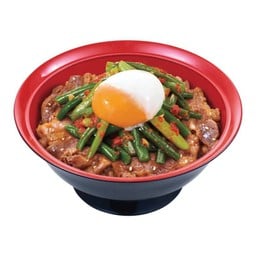 ข้าวหน้าเนื้อย่างดอกกระเทียมสไปซี่ไข่ออนเซ็น