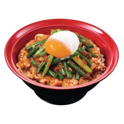 ข้าวหน้าหมูคารูบิดอกกระเทียมสไปซี่ไข่ออนเซ็น